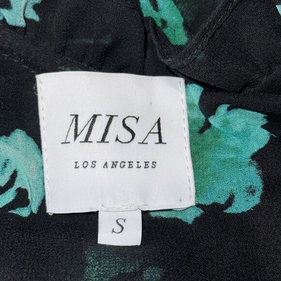 New MISA LOS ANGELES LOLITA Mini DRESS Small Emerald Green Black Floral Revolve - Picture 13 of 16